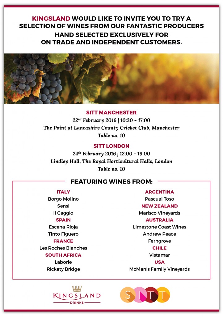 Kingsland producers to attend SITT tastings 2016 Kingsland Wines